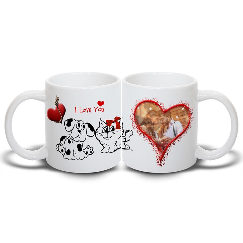 κούπα Dog love cat με φωτογραφία