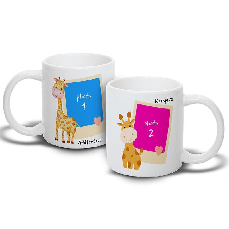 Κούπα με ζωάκια και δύο φωτογραφίες