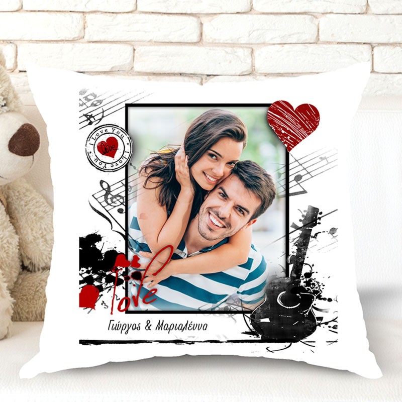 Μαξιλάρι Μουσική με φωτογραφία και κείμενο