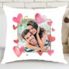 Μαξιλάρι Ροζ και χρυσές Καρδούλες με φωτογραφία