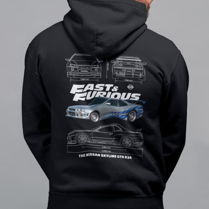 μαύρο hoodie με στάμπα Fast & Furious