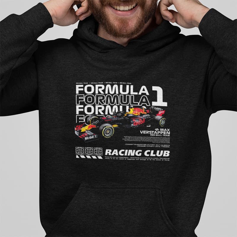 μαύρο hoodie με στάμπα Formula 1 Verstappen