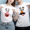 Λευκό Σετ T-shirt για ζευγάρια με στάμπα ''Mr & Mrs Potato Head''