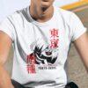 Λευκό unisex t-shirt με στάμπα Tokyo Ghoul Ken Kaneki Mask