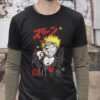 Μαύρο T-shirt με εναλλακτικό σχέδιο του Naruto Uzumaki σε στυλ punk rock, με γυαλιά aviator, τρυπήματα, αλυσίδες και κόκκινα ιαπωνικά γράμματα.