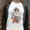 Λευκό unisex t-shirt με στάμπα τον Son Goku Ultra Instinct σε πόζα μάχης από το Dragon Ball Super.